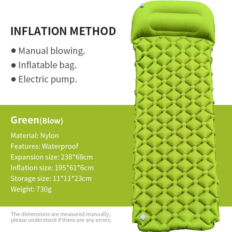 Travel Camping Inflatable Air Mat Self-Inflating Air Sleeping Mattress Customized Logo Air Pad Cushion