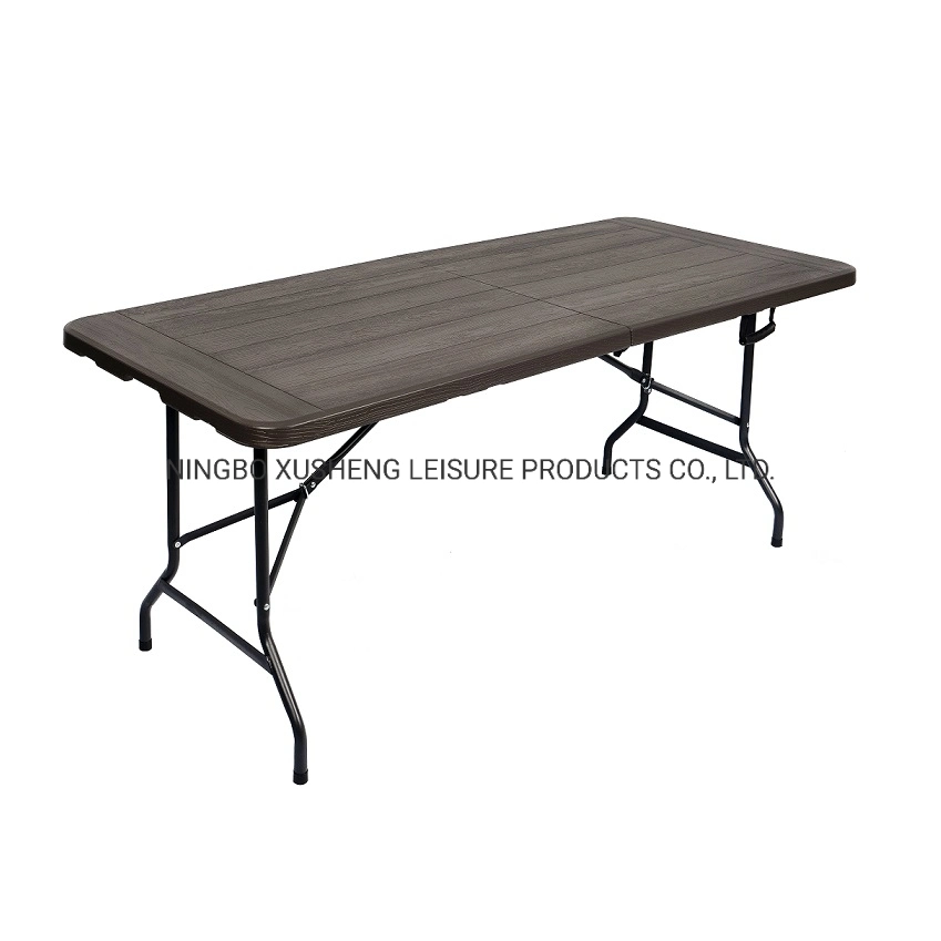 6FT Wood Grain Folding Table Camping Table Outdoor Furniture