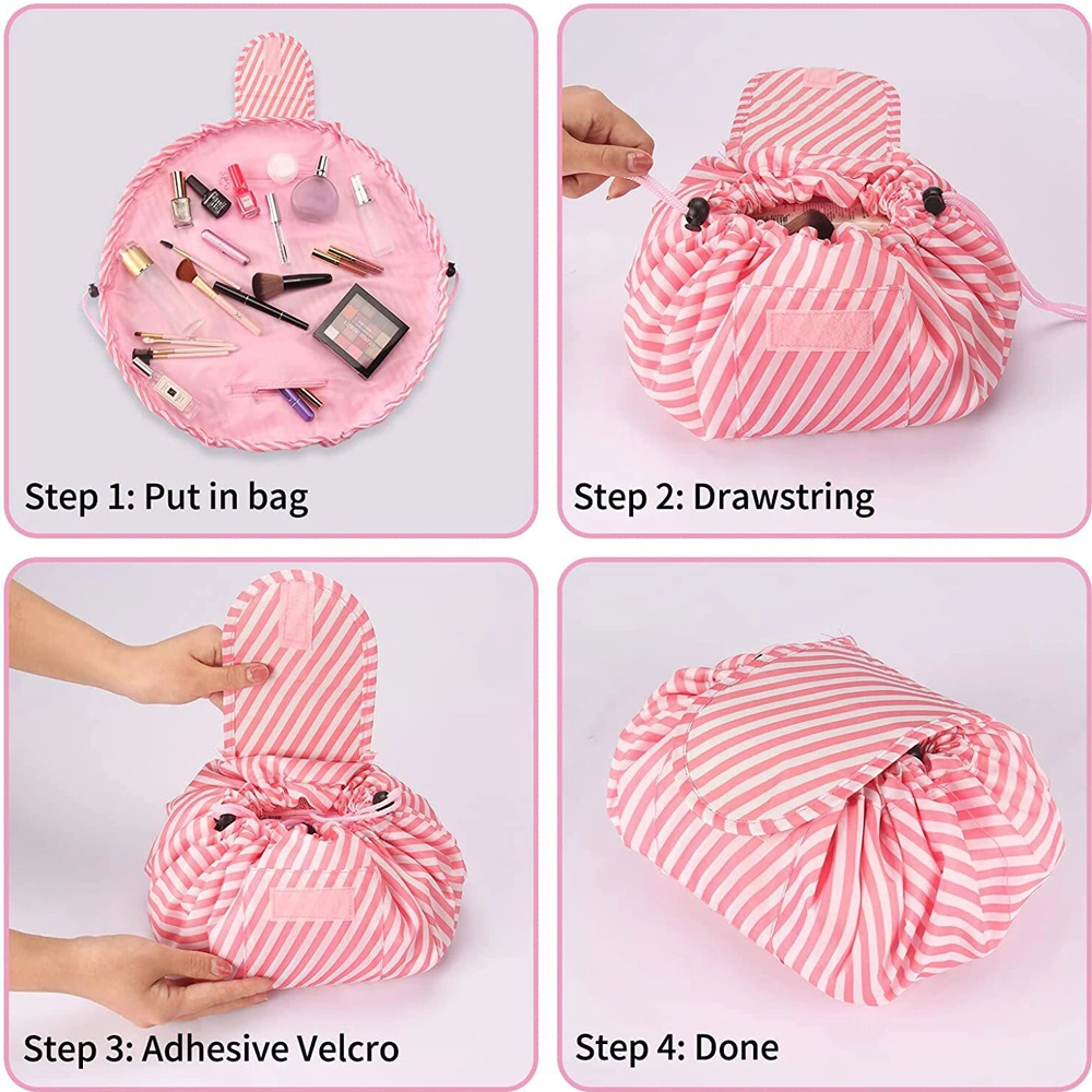 Women Lazy Travel Storage Drawstring Makeup Cosmetic Bag