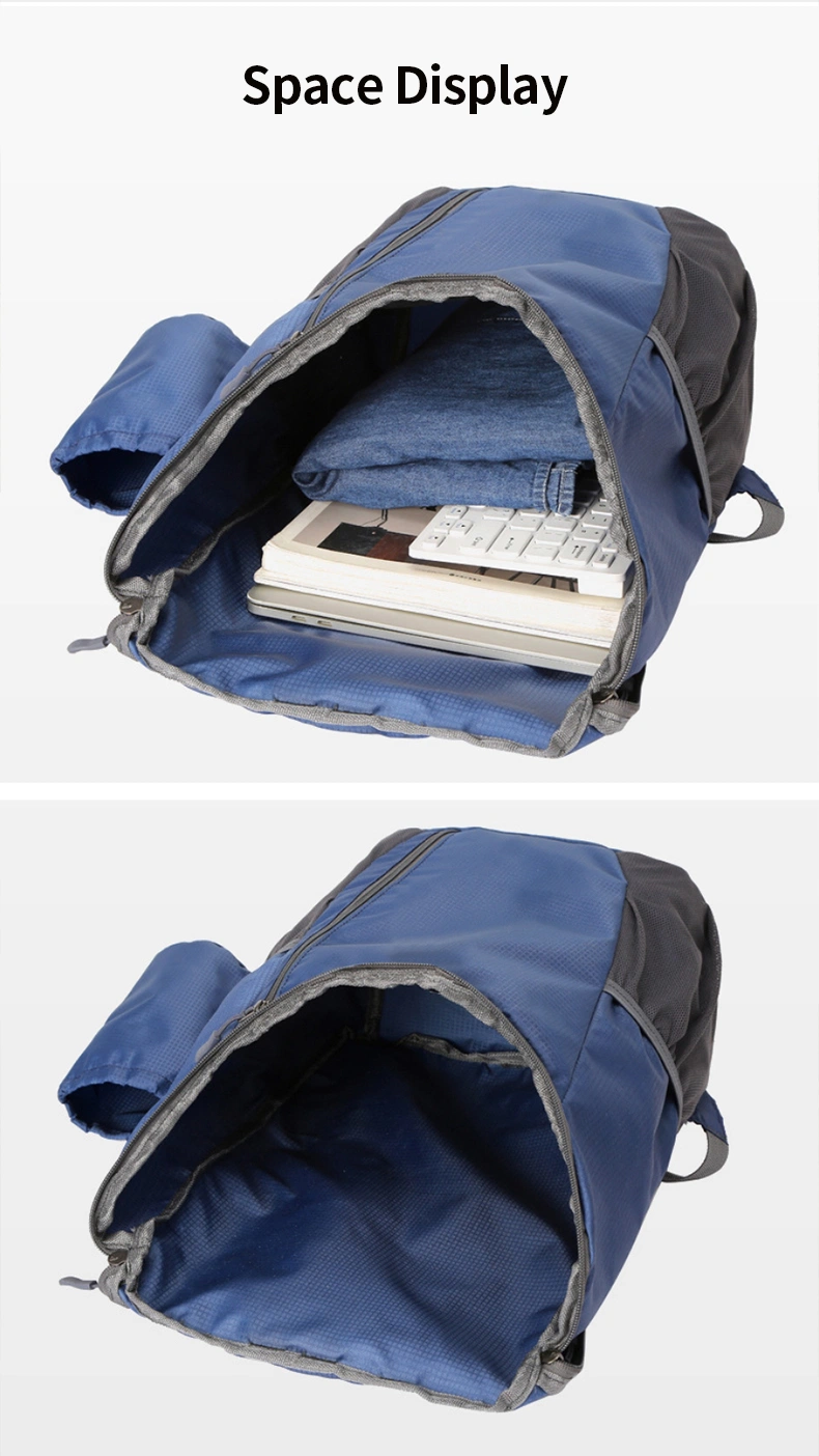 Outdoor Sports Lightweight Folding Backpack Travel Mini Pocket Backpack Water-Repellent Leather Folding Backpack for Men Women