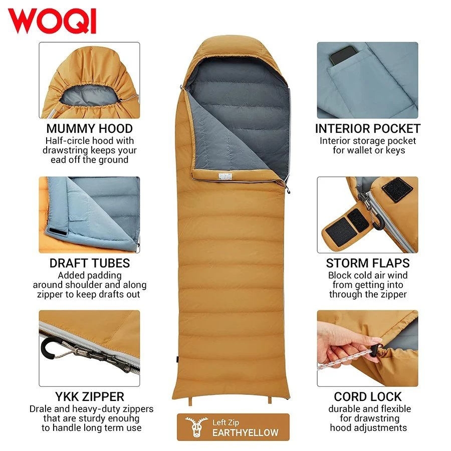 Woqi Ultra Lightweight Portable Down Sleeping Bag, Backpack Travel Sleeping Bag