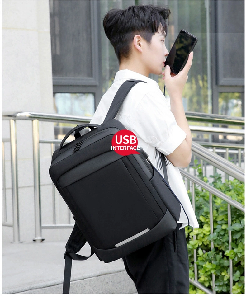 Anti Theft Zipper 15.6 Inch Men School Laptop Backpack Water Repellent Travel Multi USB Charger Mochila