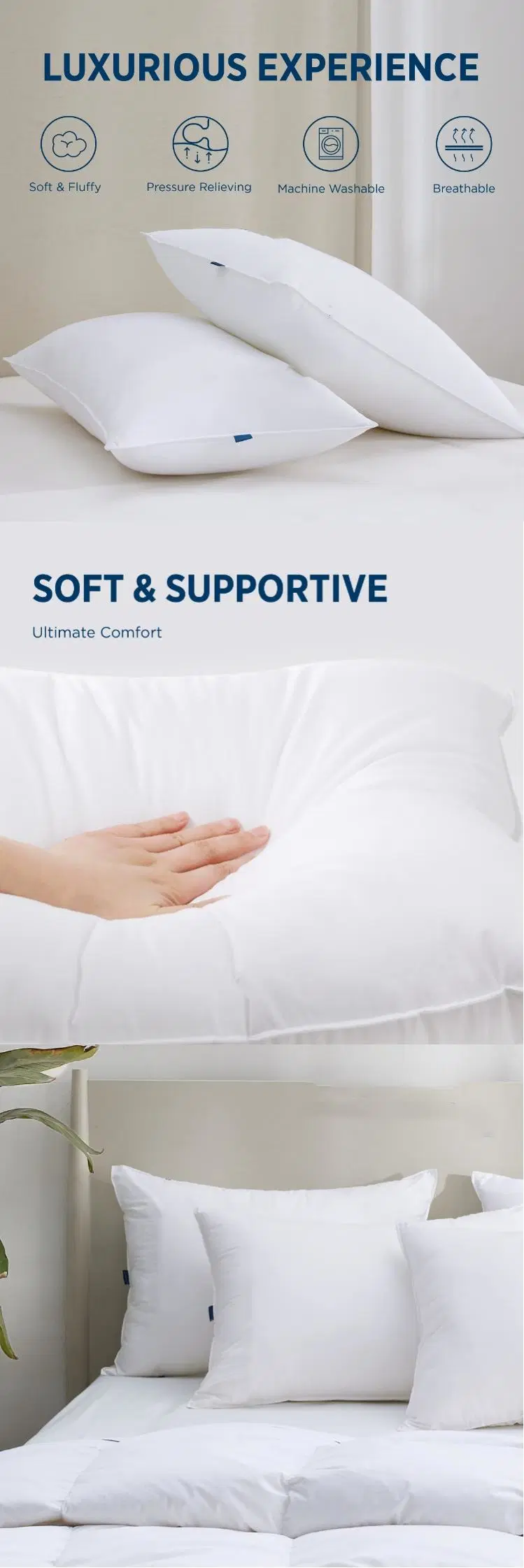 Wholesale Soft Cheap Super Durable Sleeping Microfiber Pillow