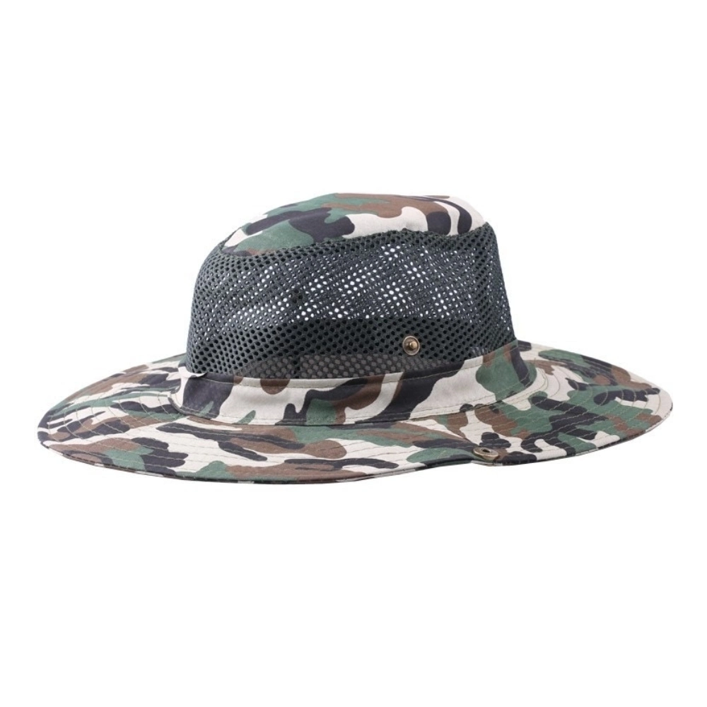 Polyester Wide Brim Summer Camouflage Mesh Cap-Net Sunhat Outdoor Ci23421