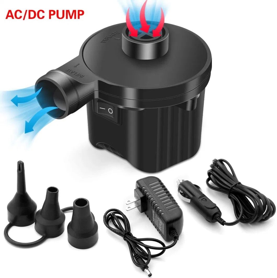 Electric Air Pump, Air Mattress Pump with 3 Nozzles, 110-240V AC/12V DC, Portable Inflator/Deflator Pumps for Pool Floats Water Toy Raft/Inflatable Bed Wbb16147