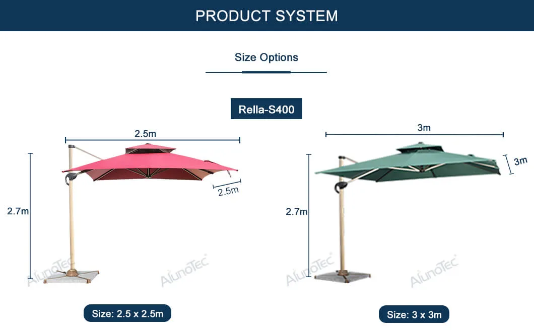 Wholesale Aluminum Roman Parasol Outdoor Waterproof Fabric Umbrellas Beach Umbrella with Marble Base