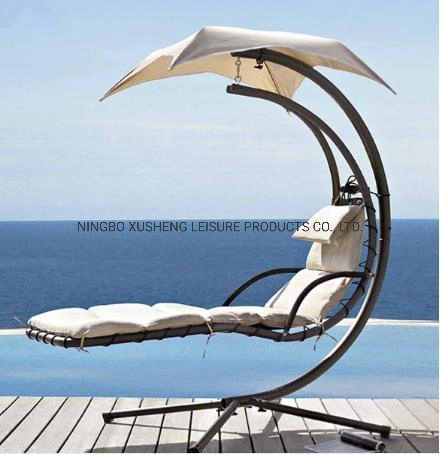 Hanging Chaise Lounge-Single Arc Stand Hammock with Umbrella