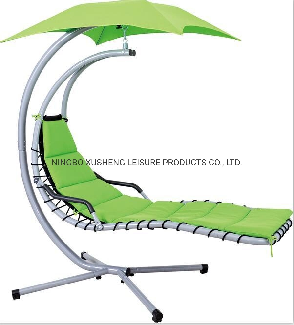 Hanging Chaise Lounge-Single Arc Stand Hammock with Umbrella