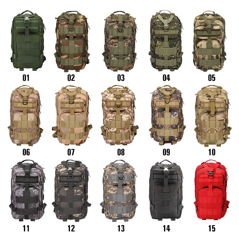 Wholesale in Stock Camouflage 25L Waterproof Camo Style Bag Small Outdoor Hiking Travel Bags Molle 3p Tactical Backpack