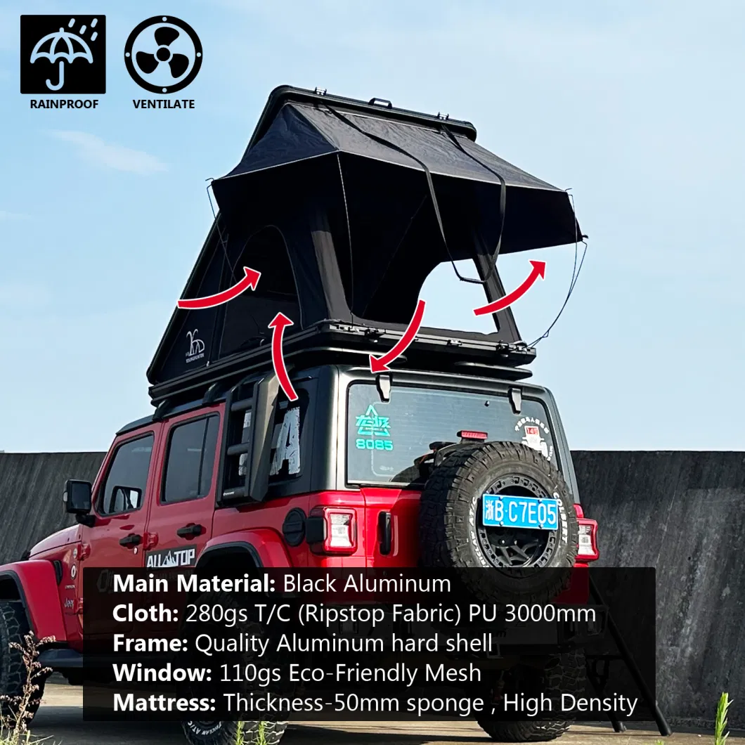 Younghunter Overland Car Multi Angle Awning Pop up Aluminum Triangular Hard Top Roof Top Tent