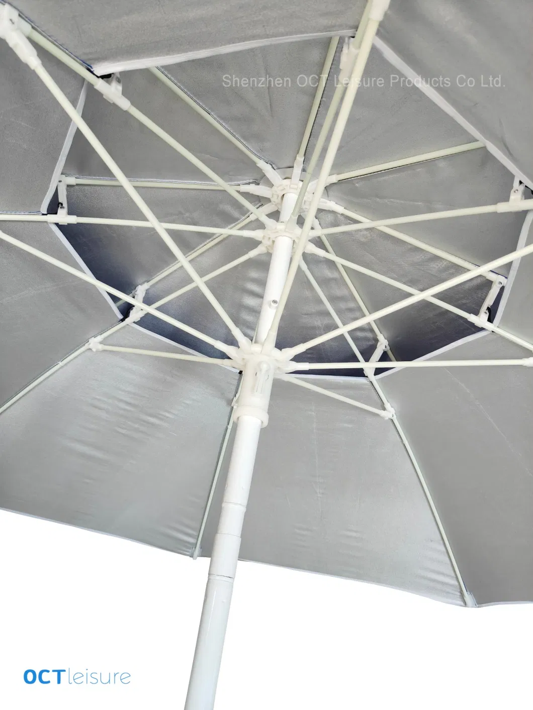 Luxurious Double Layers Beach Sun Umbrella Parasol with Fiberglass Ribs (OCT-BUDLUX)