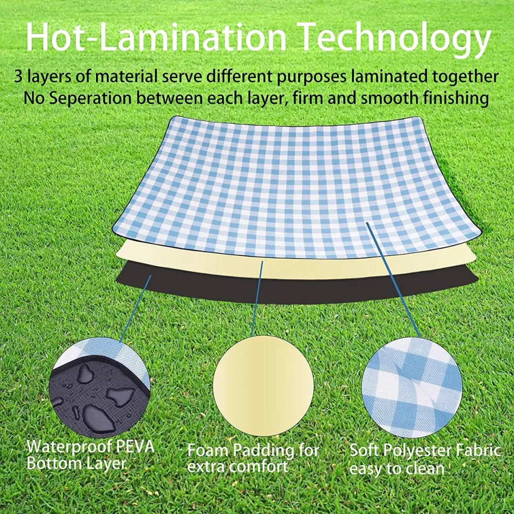 Lovely Portable Plaid Picnic Blanket Outdoor Foldable Blankets with Waterproof Bottom