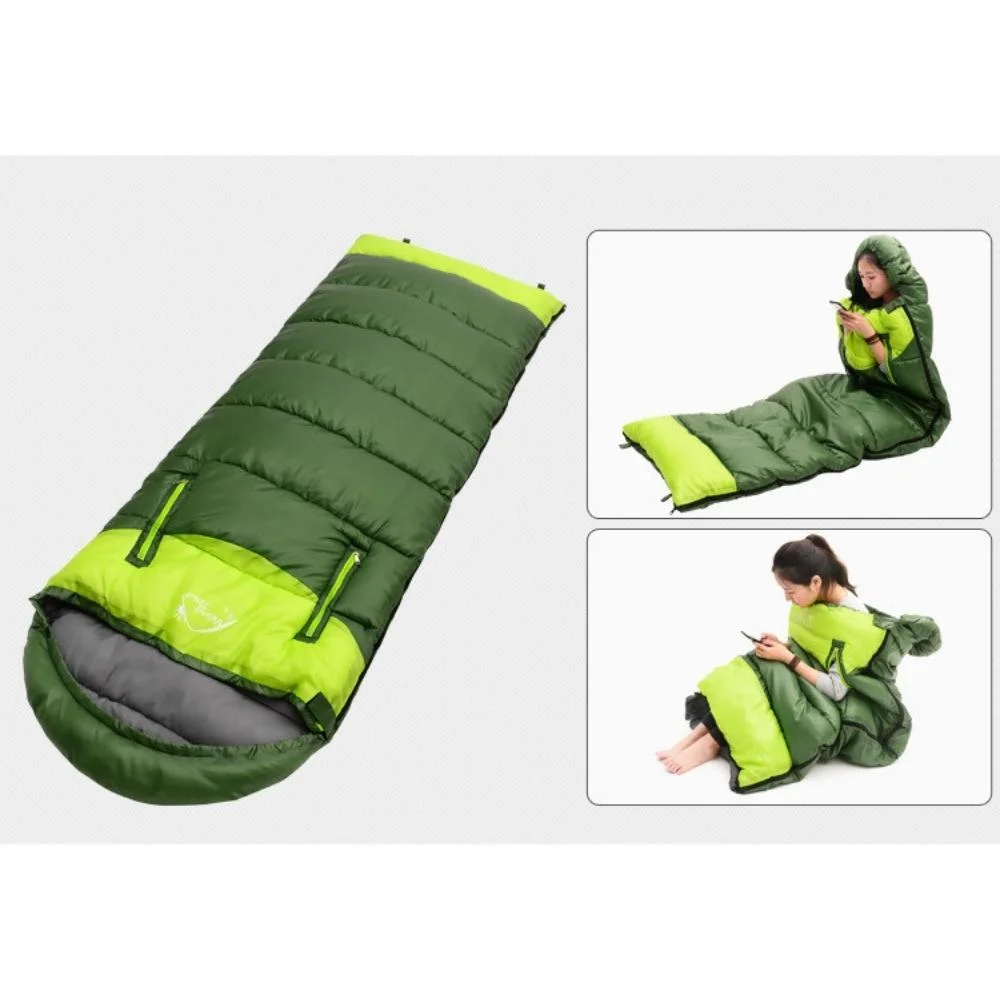 Single Backpacking Sleeping Bag Rectangular Portable Camping Sleeping Bag Outdoor Ultralight with Zippered Holes for Arms and Feet Bl20319