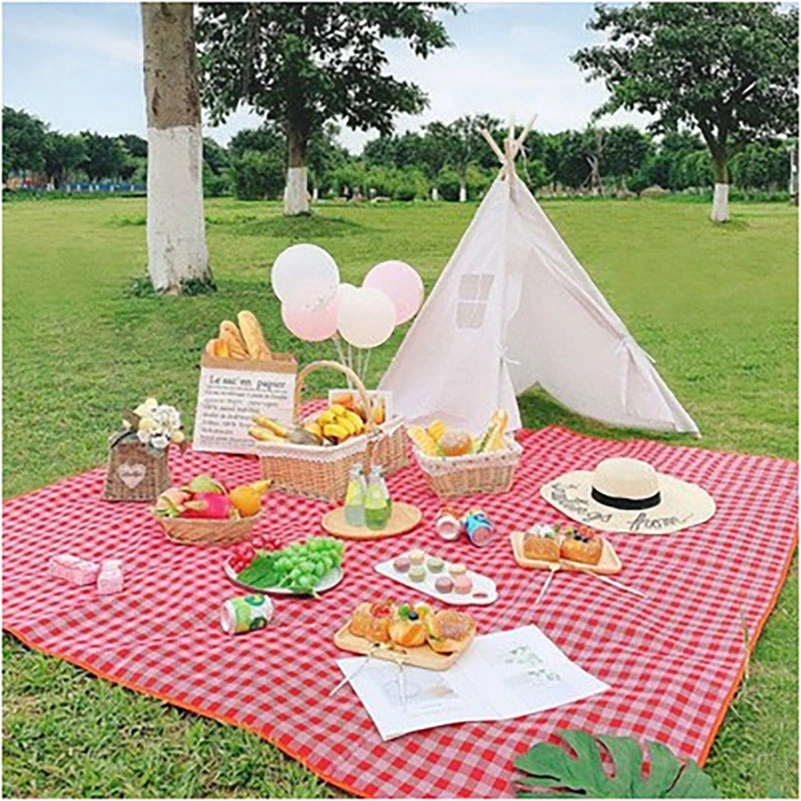 Beach Extra Larg Cotton Oxford Waterproof Floor Yoga Pocket Leather Large Outdoor Baby Straw Carpet Custom Design Picnic Mat