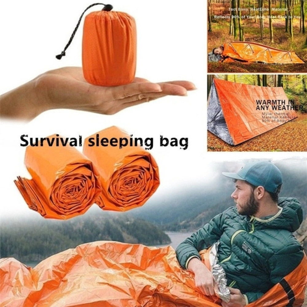 Emergency Survival Shelter &amp; Sleeping Bag Bivy Sack, Ultralight Mylar Thermal Blanket, with Survival Whistle for Outdoor Camping Bl23246