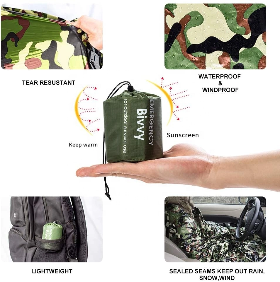 Emergency Sleeping Bags Survival Bivvy Sack with Whistles Lightweight Portable Survival Gear for Outdoor Camping Hiking