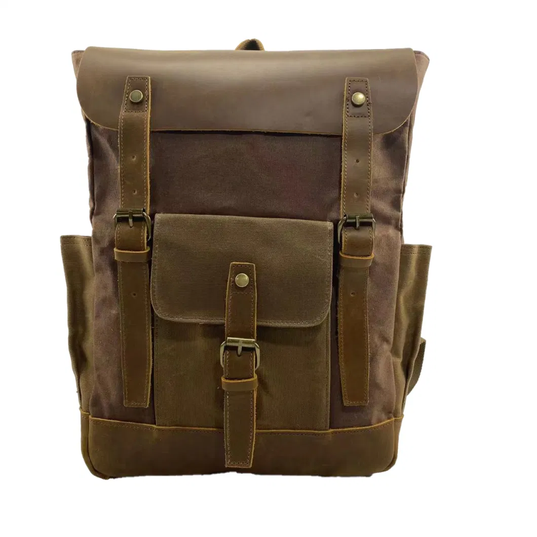 Spot Waterproof Oil-Waxed Canvas Retro Casual High-Quality Multi-Functional Computer Backpack