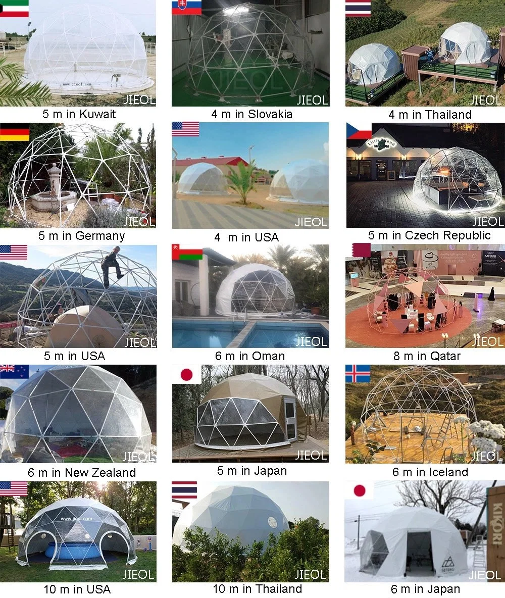 6/8m Waterproof UV Resistance Easy Set up Geodesic Dome Tent Glamping Outdoor Tent