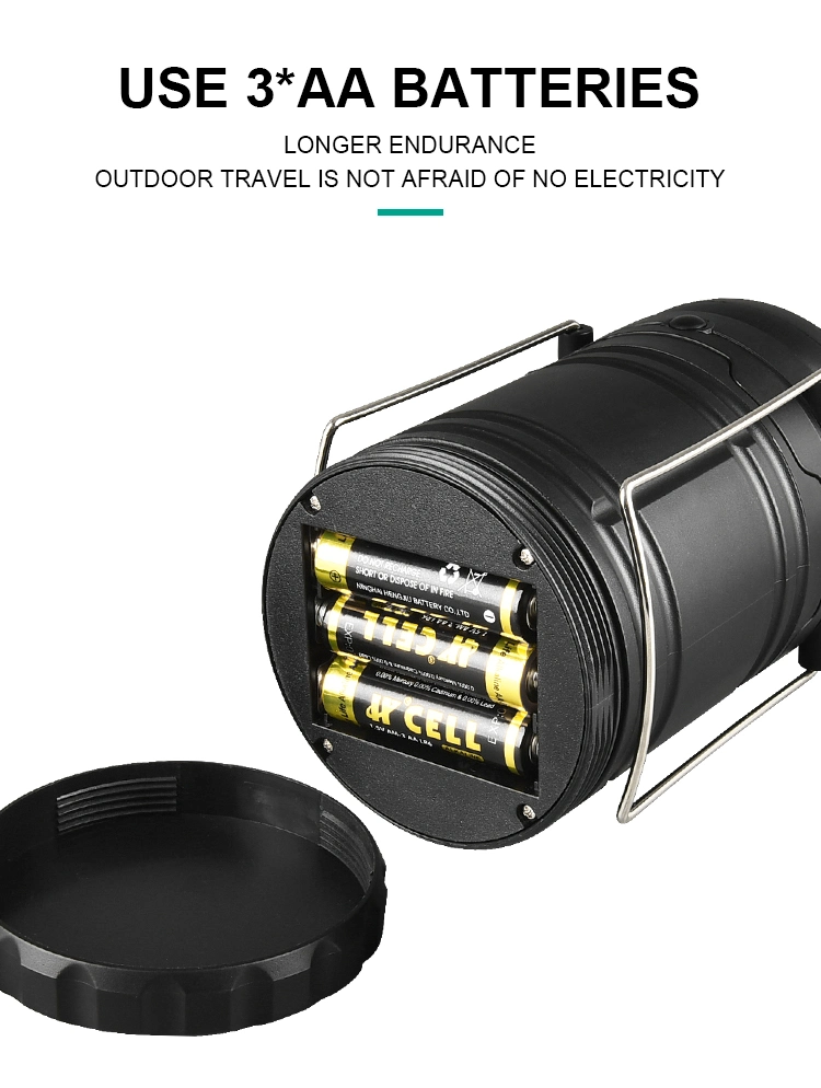 6 LEDs Portable Outdoor Powered by 3AA Batteries LED Multi-Functional Camping Lantern with Fan