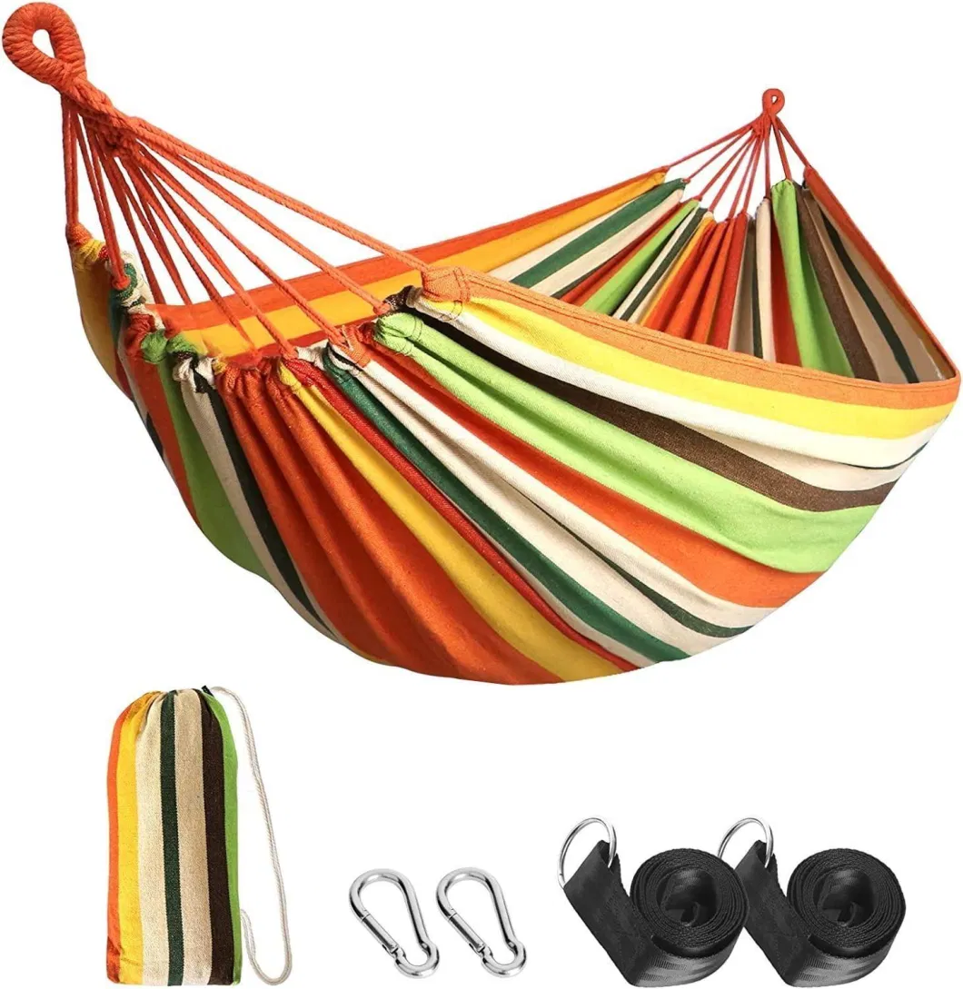 Garden Outdoor Portable Brazilian Double Cotton Polyester Leisure Sleeping Travel Backpacking Rope Hanging Swing Chair Camping Canvas Hammock