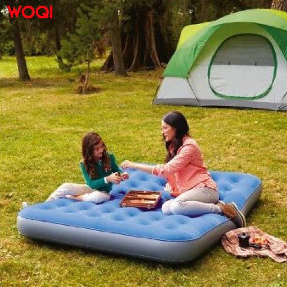 High Quality Plush Double-Layer Short Air Cushion Bed, Home Camping Spare Bed with Built-in Pump