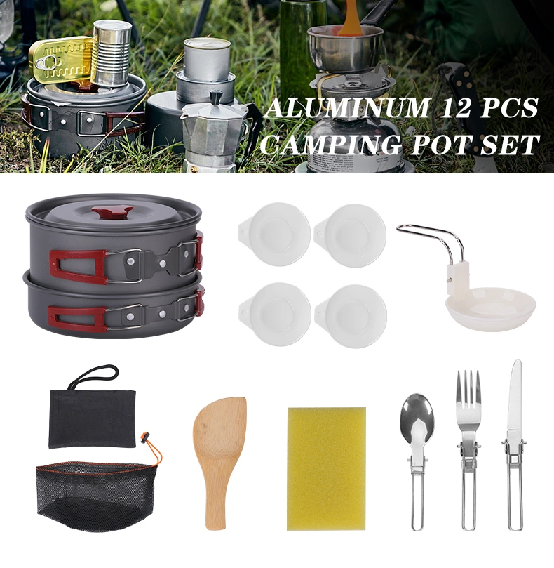 Aluminum Cooking Set Water Kettle Pan Pot Travelling Hiking Picnic BBQ Tableware