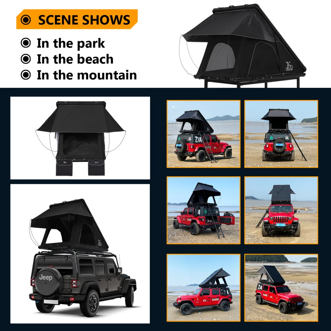 Younghunter Overland Car Multi Angle Awning Pop up Aluminum Triangular Hard Top Roof Top Tent