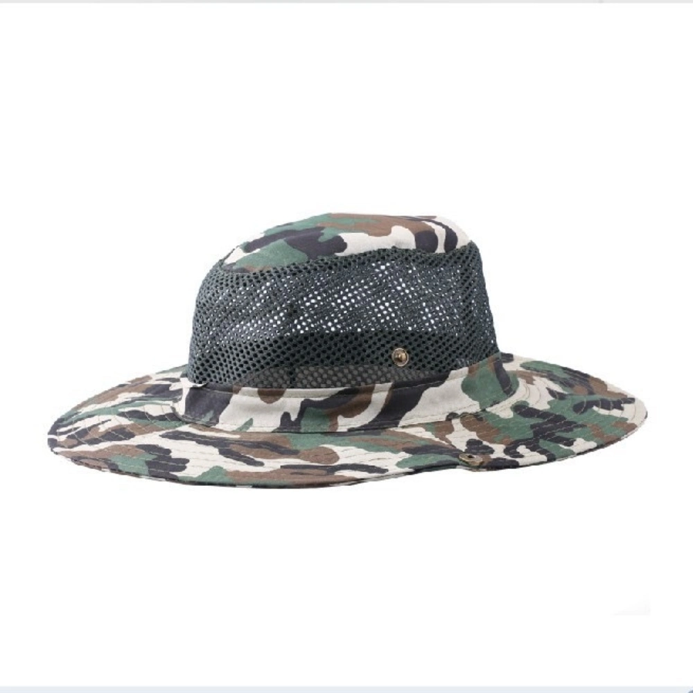 Polyester Wide Brim Summer Camouflage Mesh Cap-Net Sunhat Outdoor Ci23421