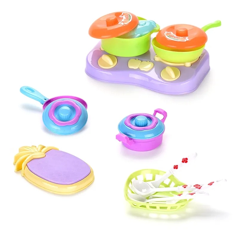 Children Role Pretend Play Kids Toys Intellectual Educational Parent-Child Interaction Colorful Cookware Cooking Toy Stainless Steel Tableware