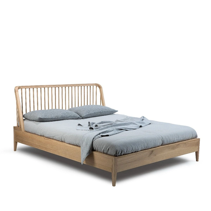 Home Use China Manufacturer Wholesale High Quality Handcraft Natural Solid Oak Air Bed Wooden Bedroom Bed in Sized of Single Double King