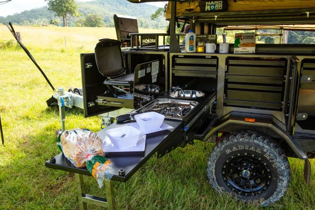 Ecocampor Factory Custom off Road Small Travel Trailer Camping Caravan Max LED Travel Kitchen