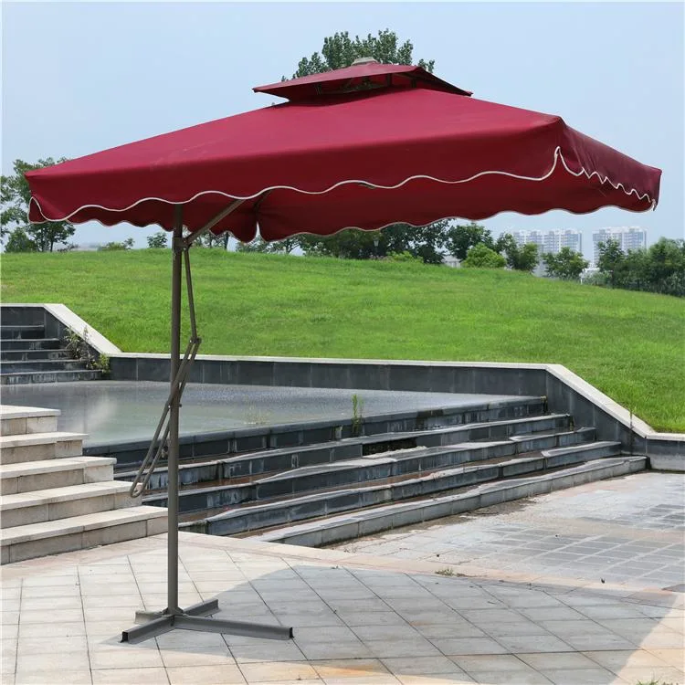 Luxury Large Cantilever Umbrella Outdoor Patio Garden Umbrella Aluminum Furniture Sun Tilting Parasol with Base