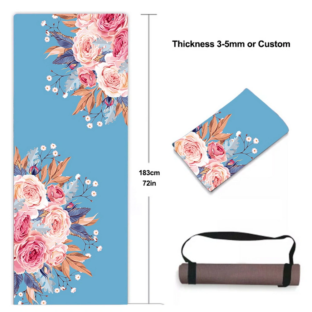 Customised Large Microfiber Mat Natural Rubber Base Soft Surface Sublimation Print Yoga Mat