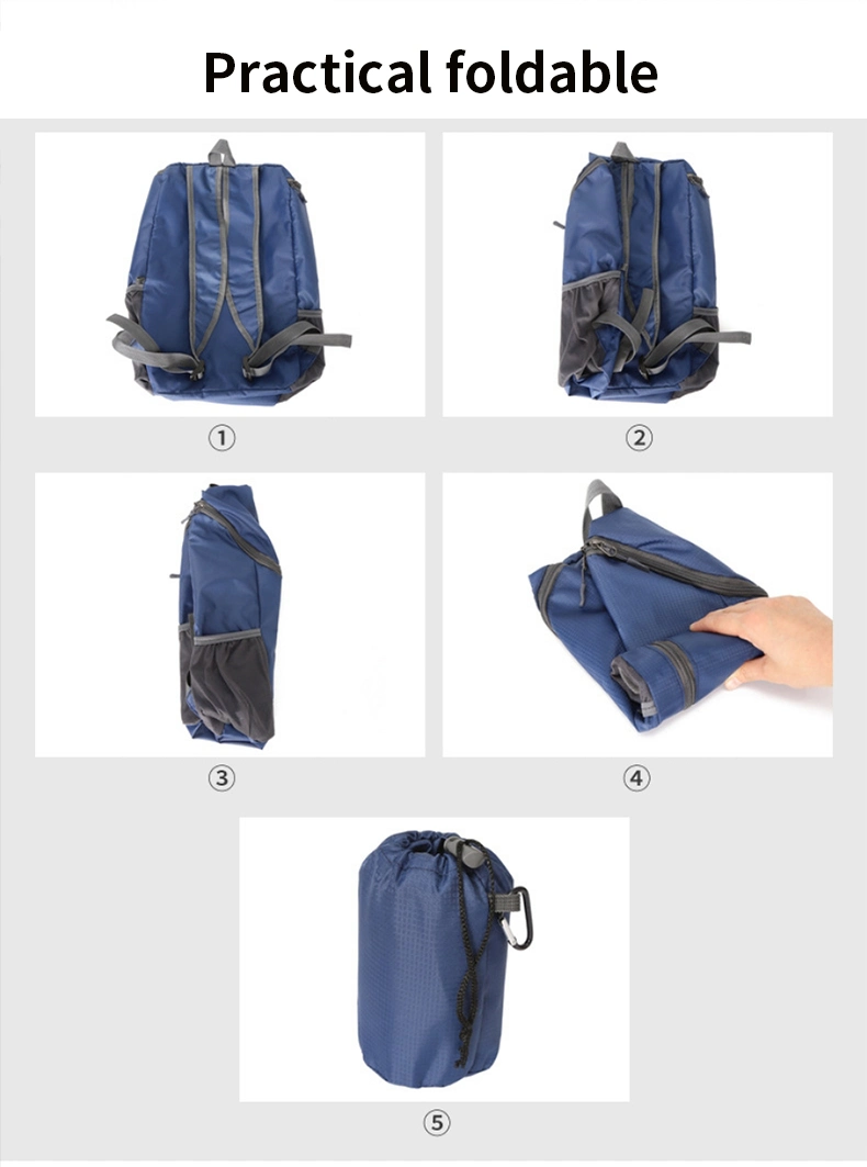 Outdoor Sports Lightweight Folding Backpack Travel Mini Pocket Backpack Water-Repellent Leather Folding Backpack for Men Women