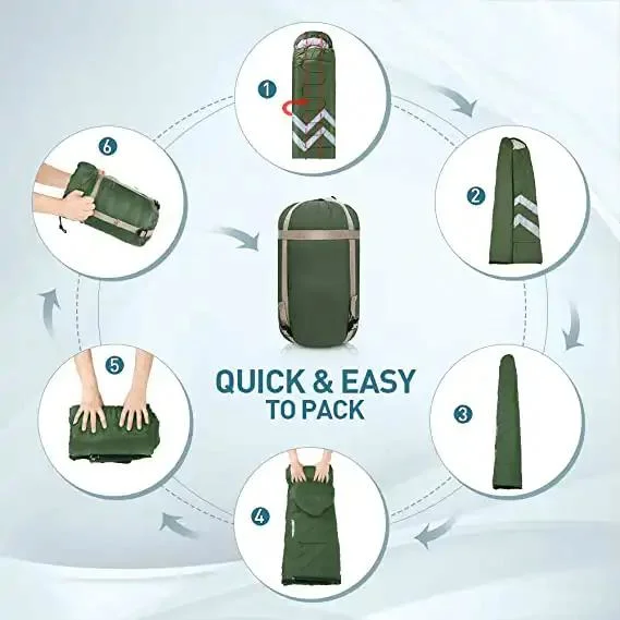 Lightweight Waterproof Portable Single 3 Season Warm &amp; Cool Weather Sleepingbag