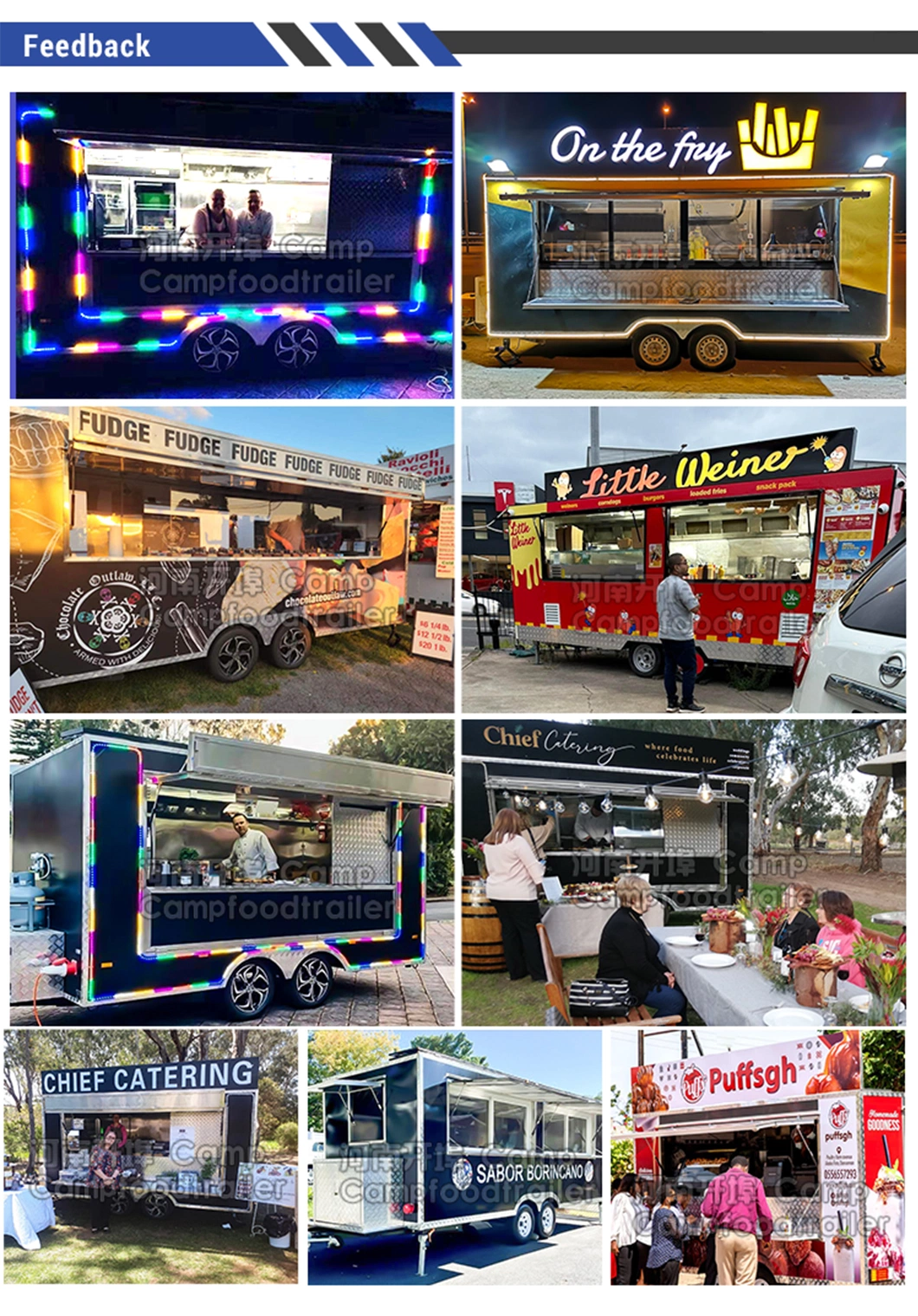 Camp Fast Food Truck Ice Cream Trailer Mobile BBQ Food Truck Trailer with Commercial Kitchen Equipment
