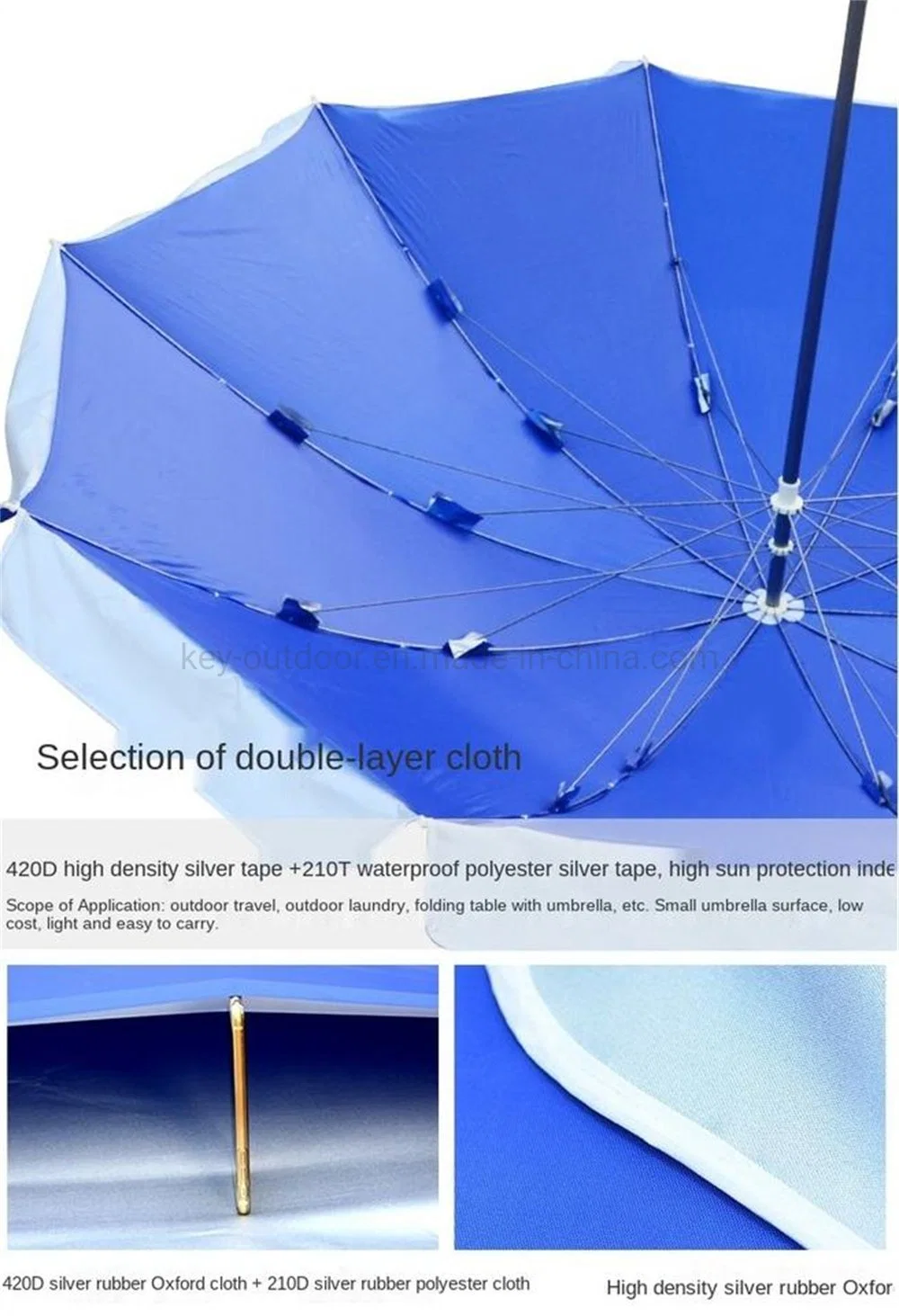 Sun Camping Garden Beach Awning Shade Umbrella for Travel Outdoor 420d Silver Coated Oxford UV Protection Canopy