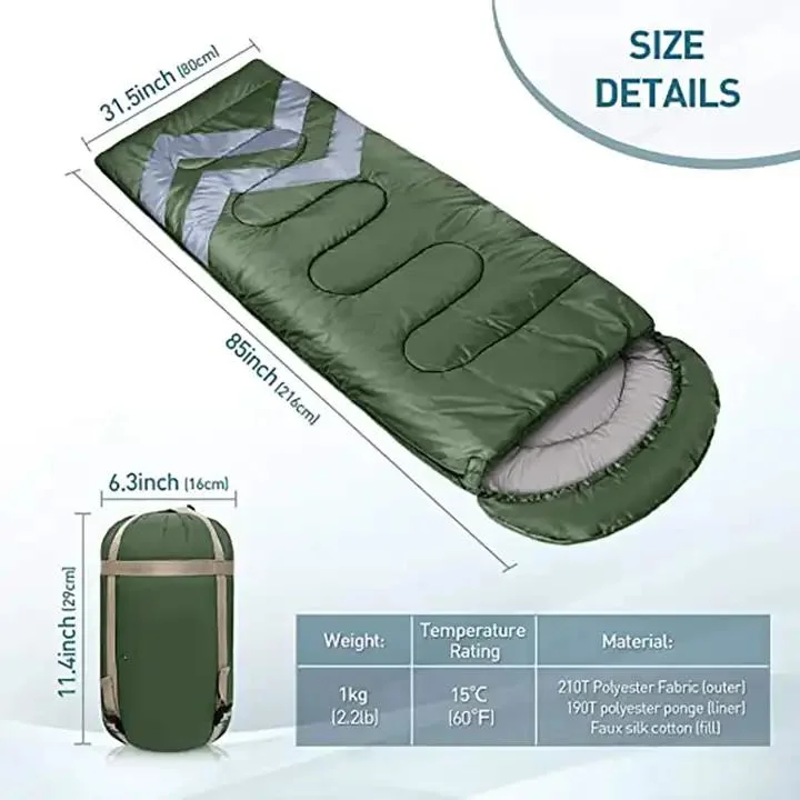 Lightweight Waterproof Portable Single 3 Season Warm &amp; Cool Weather Sleepingbag