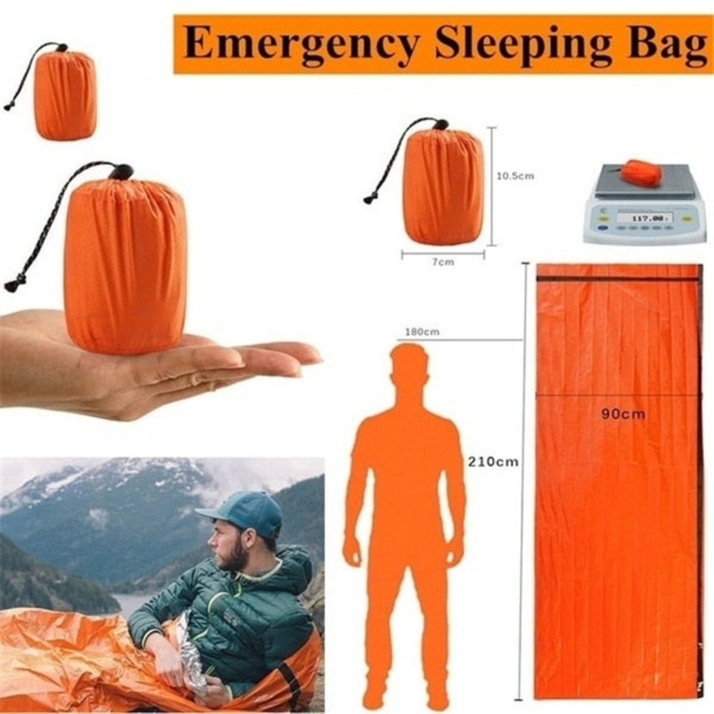 Emergency Survival Shelter &amp; Sleeping Bag Bivy Sack, Ultralight Mylar Thermal Blanket, with Survival Whistle for Outdoor Camping Bl23246