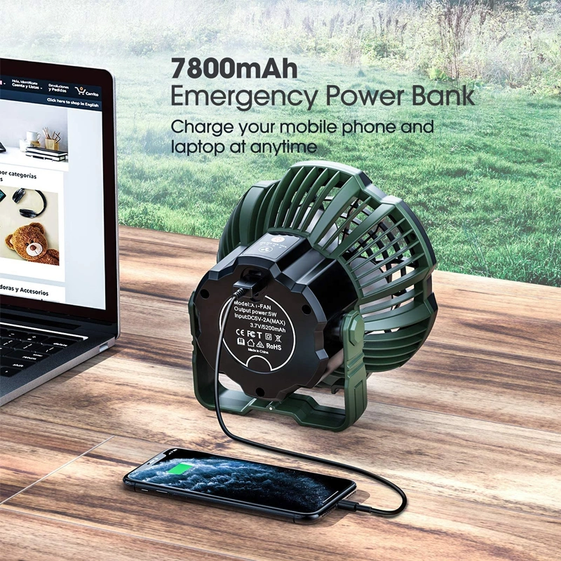 New Camping Fan Lamp Functional Tent Camping Light Remote Control USB Rechargeable Portable Fan Power Bank Lantern
