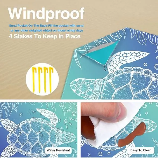 Beach Blanket, Waterproof Sandproof Beach Mat Lightweight Picnic Blanket, Portable Picnic Mat for Outdoor Travel Camping Blanket