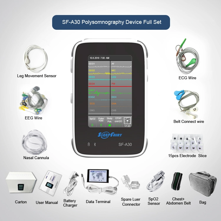 28 Parameters Portable Polysomnograph Equipment for Sleep Diagnosis