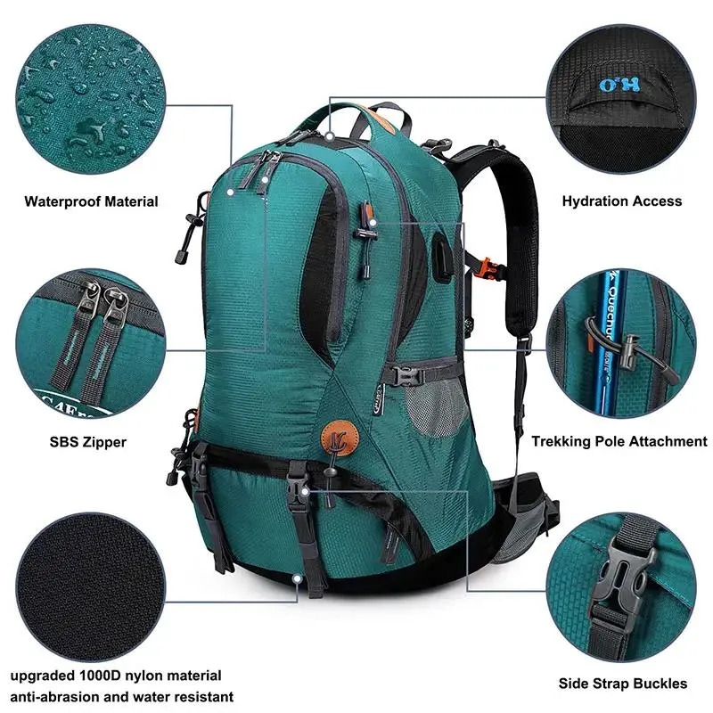 50L Hiking Waterproof Day Backpack Outdoor Camping Climbing Backpack