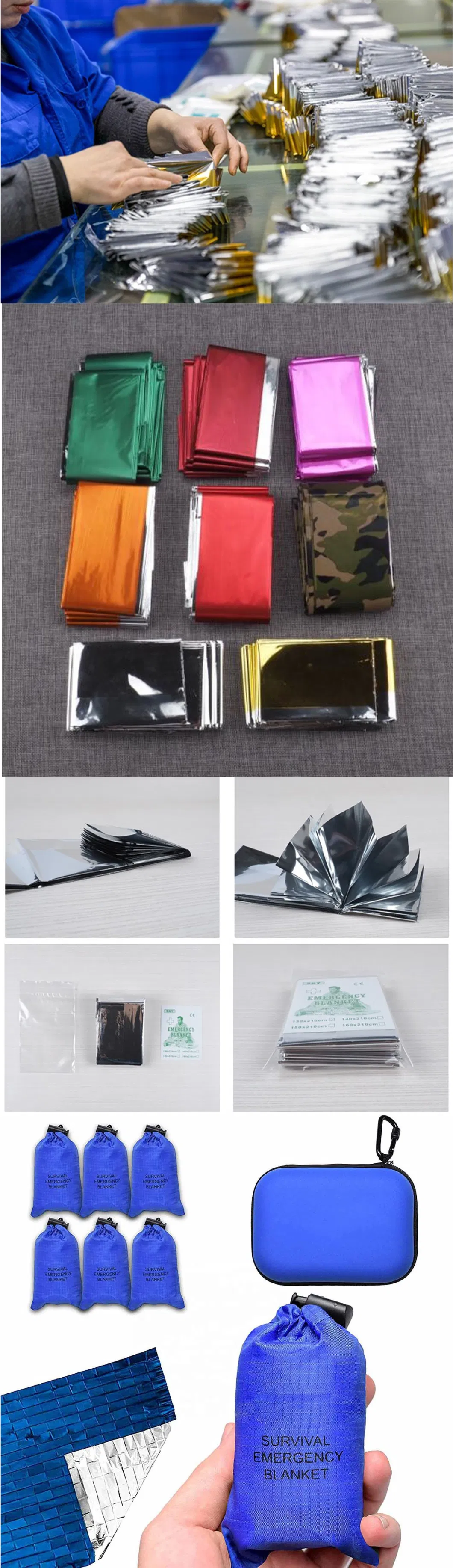 Amazon Hot Selling End Manufacturer OEM Package Camping Outdoor Waterproof Life Saving Thermal Mylar Emergancy Blanket