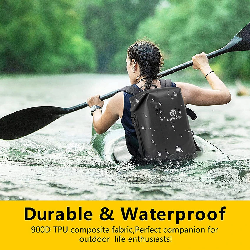 Waterproof Dry Backpack with Inside Zippered Pocket Roll Top Sack Keeps Gear Dry for Kayaking Boating Beach Rafting and Boating Bag