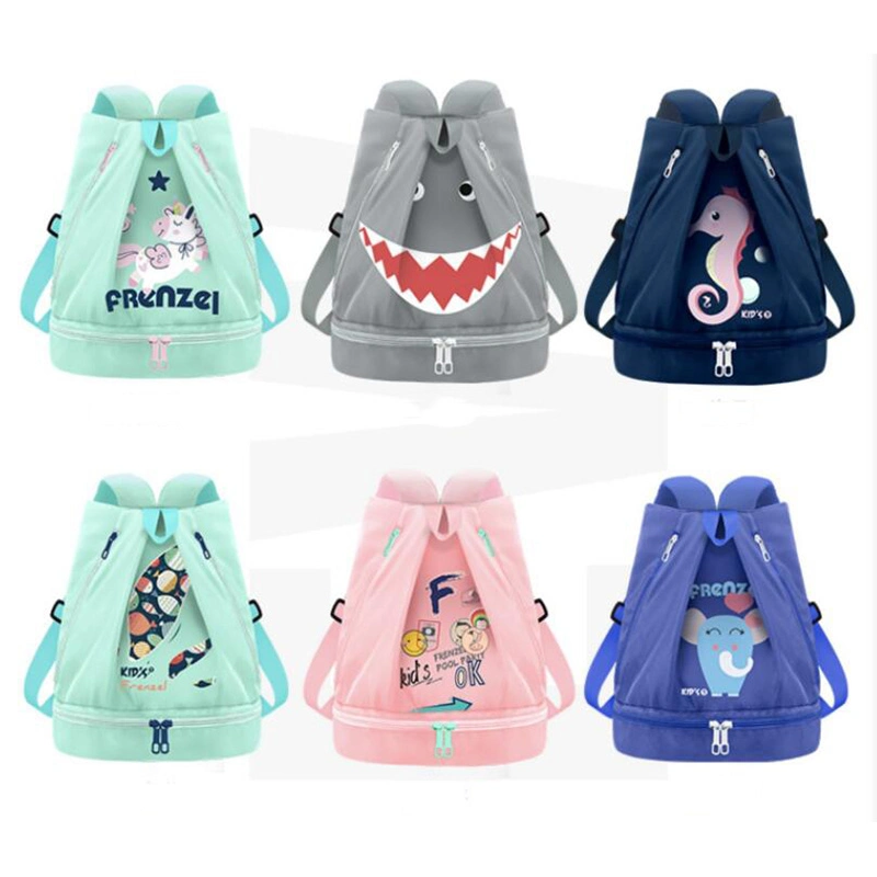 Girl Dry and Wet Separation Swimming Backpack with Shoe Compartment