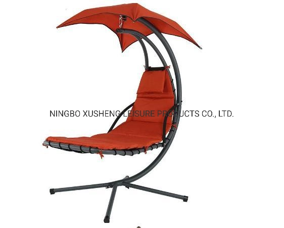 Hanging Chaise Lounge-Single Arc Stand Hammock with Umbrella