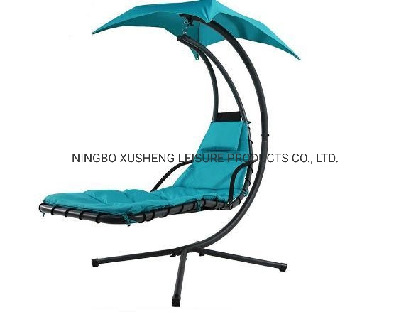 Hanging Chaise Lounge-Single Arc Stand Hammock with Umbrella