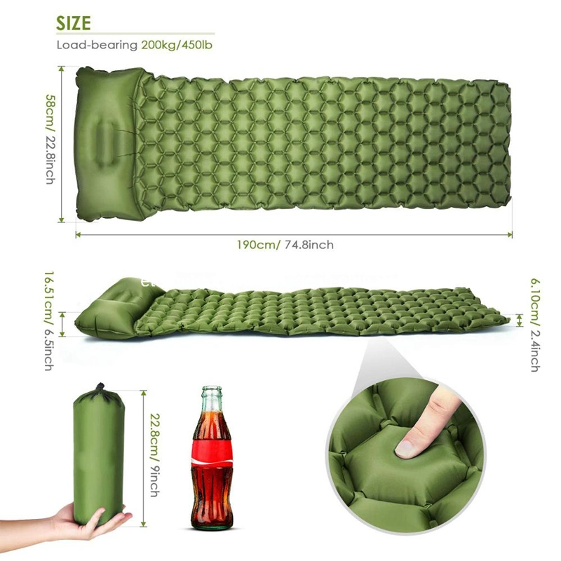 Compact Mat Hiking Camping Backpacking Sleeping Pad with Pillow