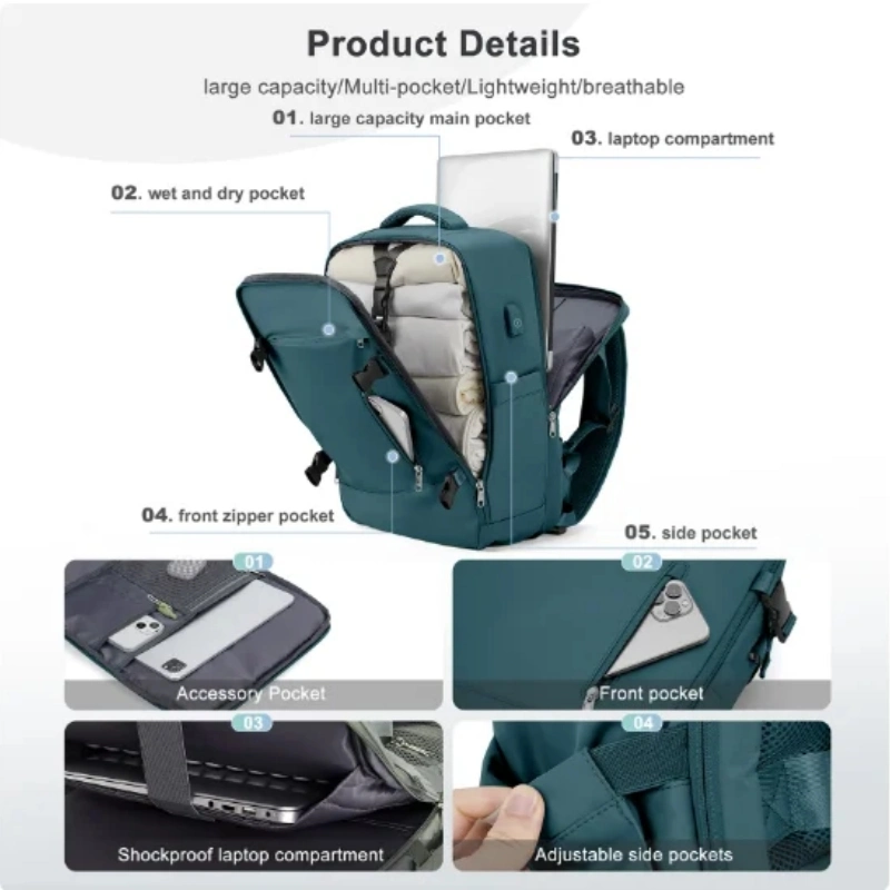 Compact Travel Laptop Flight Casual Day Backpack Hiking Sports Luggage Backpack with Laptop Compartment